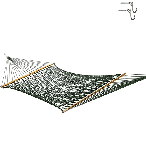 Original Pawleys Island 13DCG Large Green Duracord Rope Hammock with Free Extension Chains  Tree Hooks Handcrafted in The USA Accommodates 2 People 450 LB Weight Capacity 13 ft x 55 in
